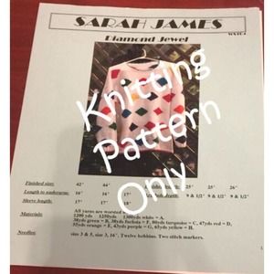 New Sarah James WS104 Diamond Jewel Pullover Sweater Knitting Pattern